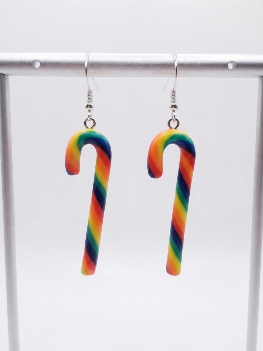 NEW Rainbow Candy Cane Dangle Earrings (0231)